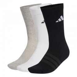 Calcetines Adidas Essentials Crew Gris Blanco Negro 3 Pares