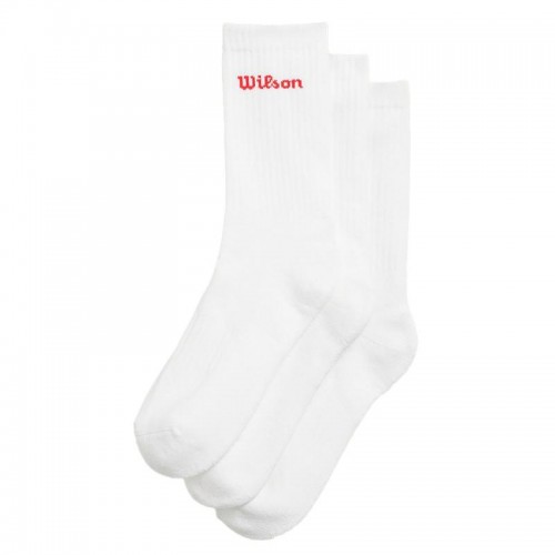 Wilson Crew Blanc Rouge Chaussettes 3 Paires