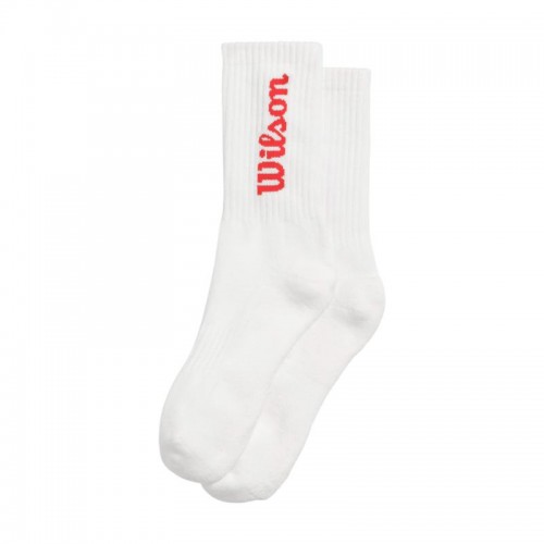 Wilson Crew Logo Socks White Red 1 Pair