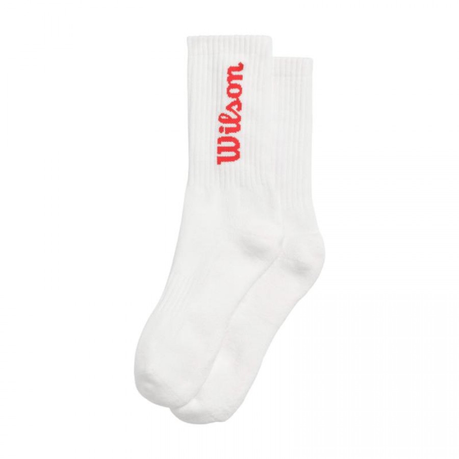 Logo Wilson Crew Chaussettes Blanc Rouge 1 paire