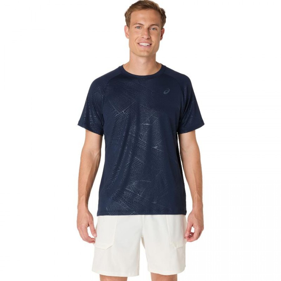 Camiseta Asics Game All Over Imprimer Haut SS Azul Medianoche