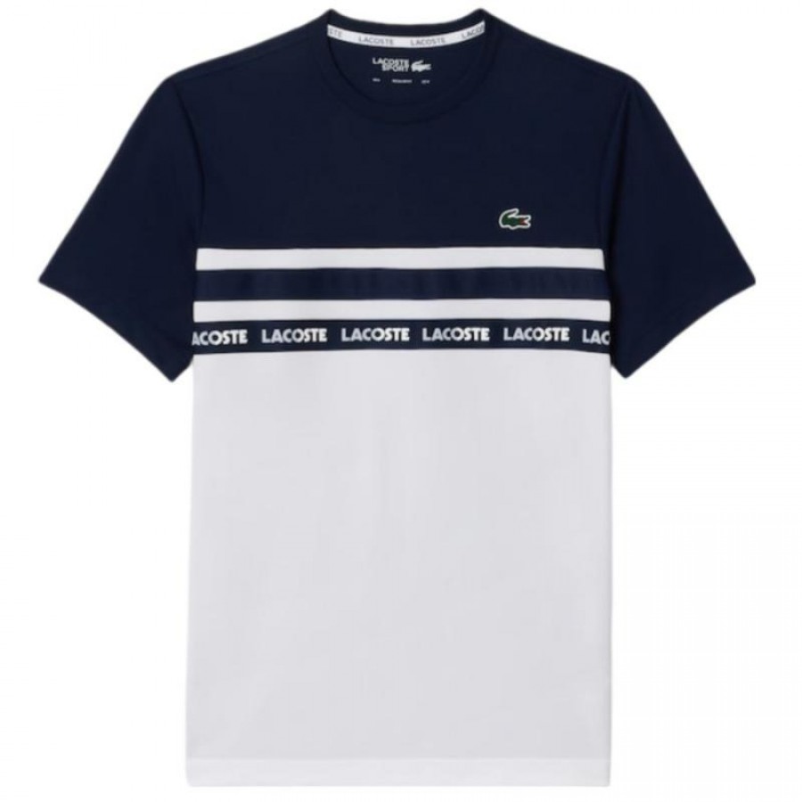 T-Shirt Lacoste Ultra Dry White Azul Marinho  Oferta + Barato