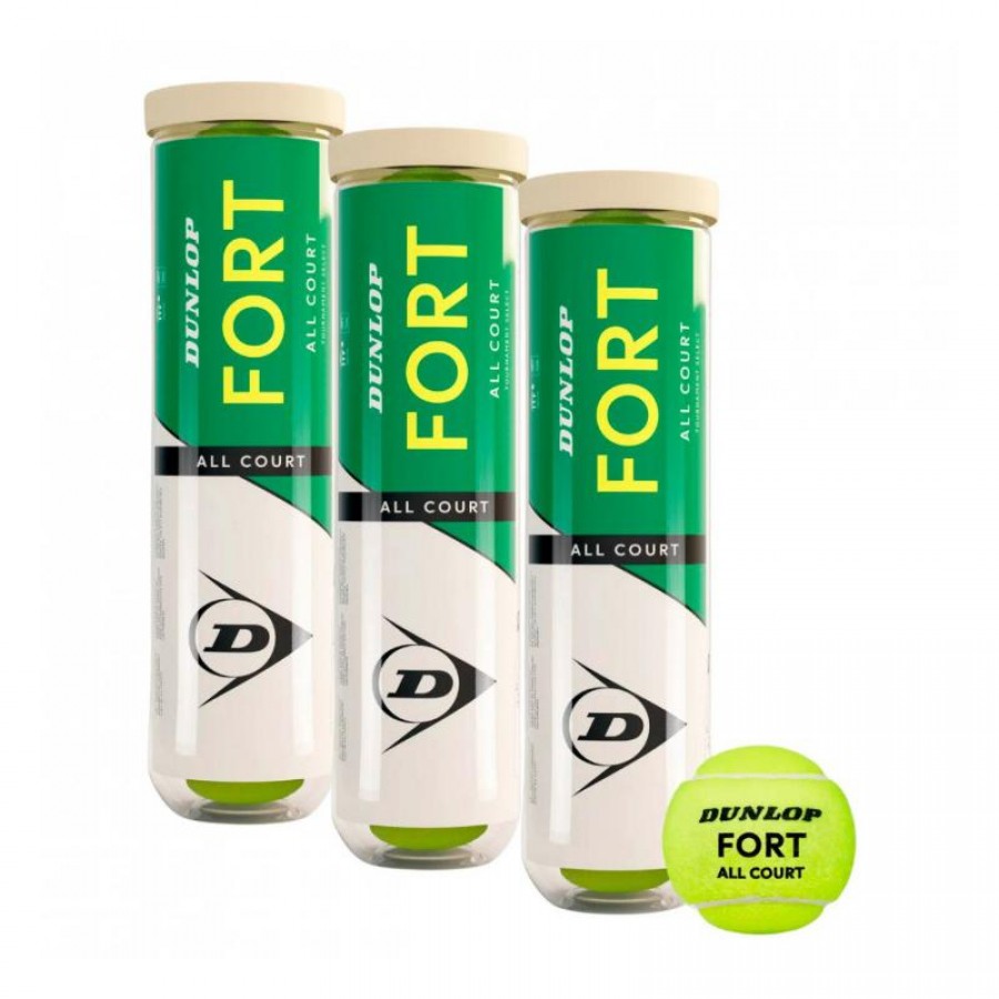 Pack de 3 Botes de 4 Pelotas Dunlop Fort All Court Tenis  Offre - Pas cher