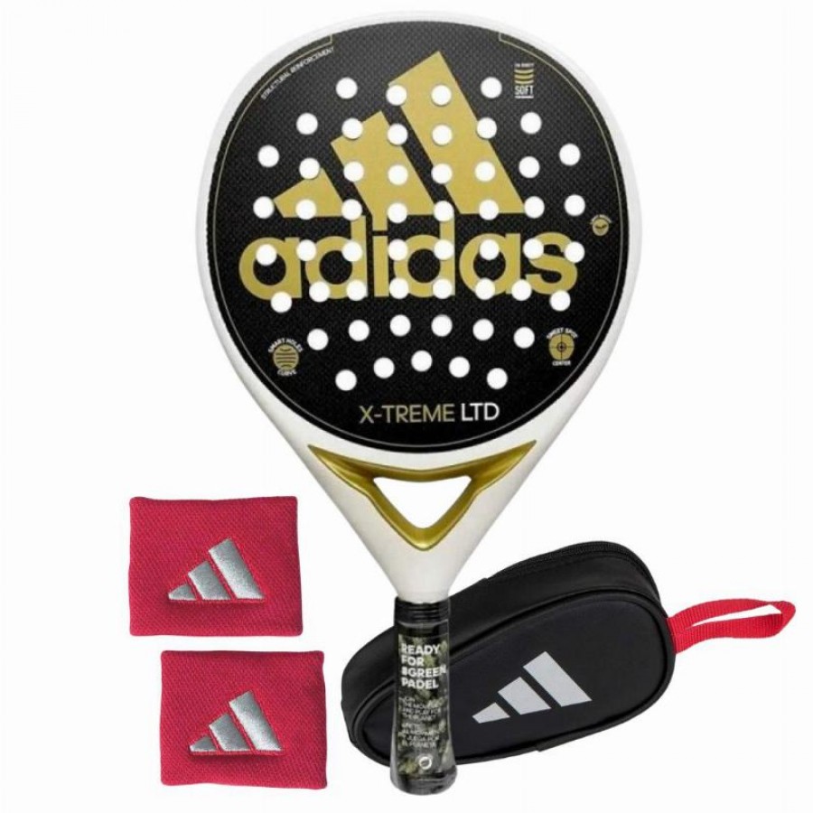 Pack Adidas X-Treme Raquette en or blanc avec porte-monnaie et sacs de poignet   Offre - Pas cher
