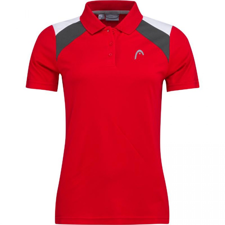Camisa Polo Head Club 22 Branco Vermelho Feminino