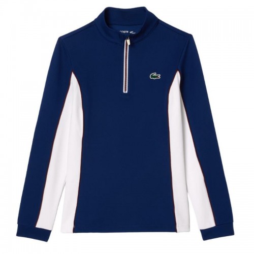 Sudadera Lacoste Ultra Dry Azul Marino Blanco Mujer