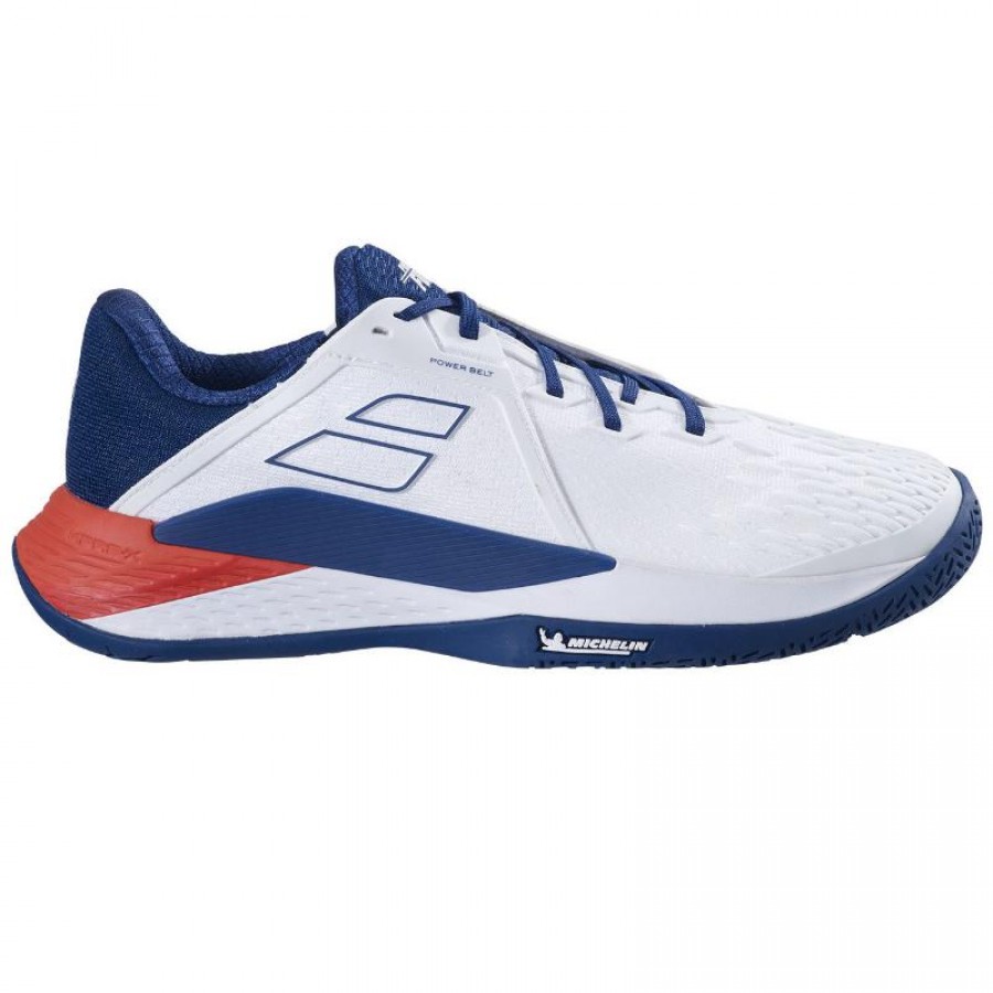 Babolat Propulse Fury 3 White Blue Red Sneakers  Offer + Cheap
